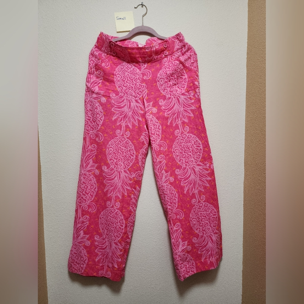 Lilly Pulitzer Pink Pineapple Print Pants Small VINTAGE